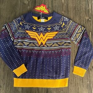 Wonder Woman Themed Men's Sweater - Blue and Yellow